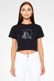 Drudkh Baskılı Unisex Siyah Crop Top Tişört