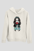 Dua Lipa Baskılı Beyaz Unisex Kapüşonlu Sweatshirt