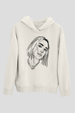 Dua Lipa Baskılı Beyaz Unisex Kapüşonlu Sweatshirt