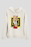 Dua Lipa Baskılı Beyaz Unisex Kapüşonlu Sweatshirt