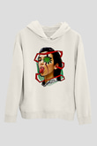 Dua Lipa Baskılı Beyaz Unisex Kapüşonlu Sweatshirt
