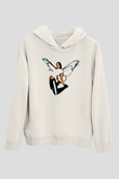 Dua Lipa Baskılı Beyaz Unisex Kapüşonlu Sweatshirt