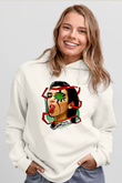 Dua Lipa Baskılı Beyaz Unisex Kapüşonlu Sweatshirt