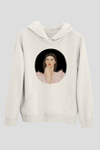 Dua Lipa Baskılı Beyaz Unisex Kapüşonlu Sweatshirt