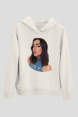 Dua Lipa Baskılı Beyaz Unisex Kapüşonlu Sweatshirt