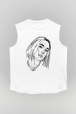 Dua Lipa Baskılı Beyaz Unisex Kolsuz Tişört - Tshirt
