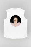 Dua Lipa Baskılı Beyaz Unisex Kolsuz Tişört - Tshirt