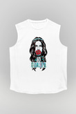 Dua Lipa Baskılı Beyaz Unisex Kolsuz Tişört - Tshirt