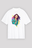 Dua Lipa Baskılı Beyaz Unisex Oversize Tişört - Tshirt