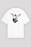 Dua Lipa Baskılı Beyaz Unisex Oversize Tişört - Tshirt
