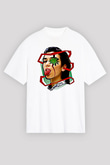 Dua Lipa Baskılı Beyaz Unisex Oversize Tişört - Tshirt