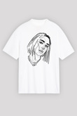 Dua Lipa Baskılı Beyaz Unisex Oversize Tişört - Tshirt