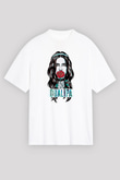 Dua Lipa Baskılı Beyaz Unisex Oversize Tişört - Tshirt