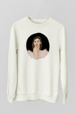 Dua Lipa Baskılı Beyaz Unisex Sweatshirt