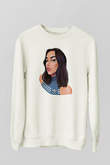 Dua Lipa Baskılı Beyaz Unisex Sweatshirt