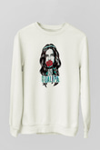 Dua Lipa Baskılı Beyaz Unisex Sweatshirt