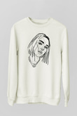 Dua Lipa Baskılı Beyaz Unisex Sweatshirt