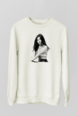 Dua Lipa Baskılı Beyaz Unisex Sweatshirt