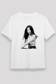 Dua Lipa Baskılı Unisex Beyaz Tişört - Tshirt