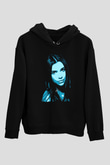 Dua Lipa Baskılı Unisex Siyah Hoodie