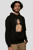 Dua Lipa Baskılı Unisex Siyah Hoodie