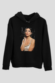 Dua Lipa Baskılı Unisex Siyah Hoodie