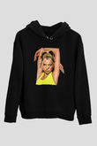 Dua Lipa Baskılı Unisex Siyah Hoodie