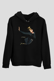 Dua Lipa Baskılı Unisex Siyah Hoodie