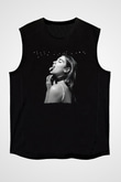 Dua Lipa Baskılı Unisex Siyah Kolsuz Tişört - Tshirt