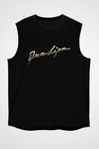 Dua Lipa Baskılı Unisex Siyah Kolsuz Tişört - Tshirt