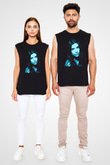Dua Lipa Baskılı Unisex Siyah Kolsuz Tişört - Tshirt