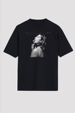 Dua Lipa Baskılı Unisex Siyah Oversize Tişört - Tshirt