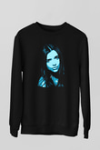 Dua Lipa Baskılı Unisex Siyah Sweatshirt