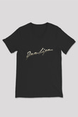 Dua Lipa Baskılı Unisex Siyah V Yaka Tişört - Tshirt