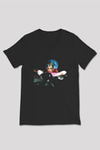 Dua Lipa Baskılı Unisex Siyah V Yaka Tişört - Tshirt