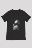 Dua Lipa Baskılı Unisex Siyah V Yaka Tişört - Tshirt