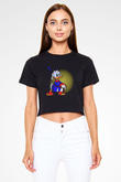 DuckTales Siyah Crop Top Tişört