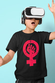 Dünya Kadınlar Günü Baskılı Siyah Unisex Çocuk Tişört