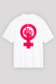 Dünya Kadınlar Günü Beyaz Unisex Oversize Tişört T-Shirt