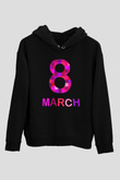 Dünya Kadınlar Günü Siyah Unisex Hoodie