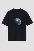 Dünya Renkli Fotoğraf Baskılı Unisex Oversize Tişört - Tshirt