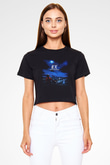 E.T. Siyah Crop Top Tişört