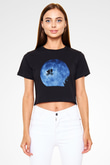 E.T. Siyah Crop Top Tişört
