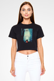 E.T. Siyah   Crop Top Tişört