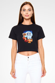 E.T. Siyah Crop Top Tişört