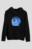 E.T. Siyah Unisex Kapüşonlu Sweatshirt