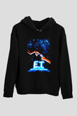 E.T. Siyah Unisex Kapüşonlu Sweatshirt