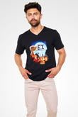 E.T. Siyah Unisex V Yaka Tişört
