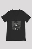 Eazy-E Baskılı Unisex Siyah V Yaka Tişört