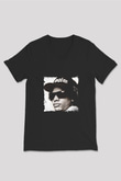 Eazy-E Baskılı Unisex Siyah V Yaka Tişört
